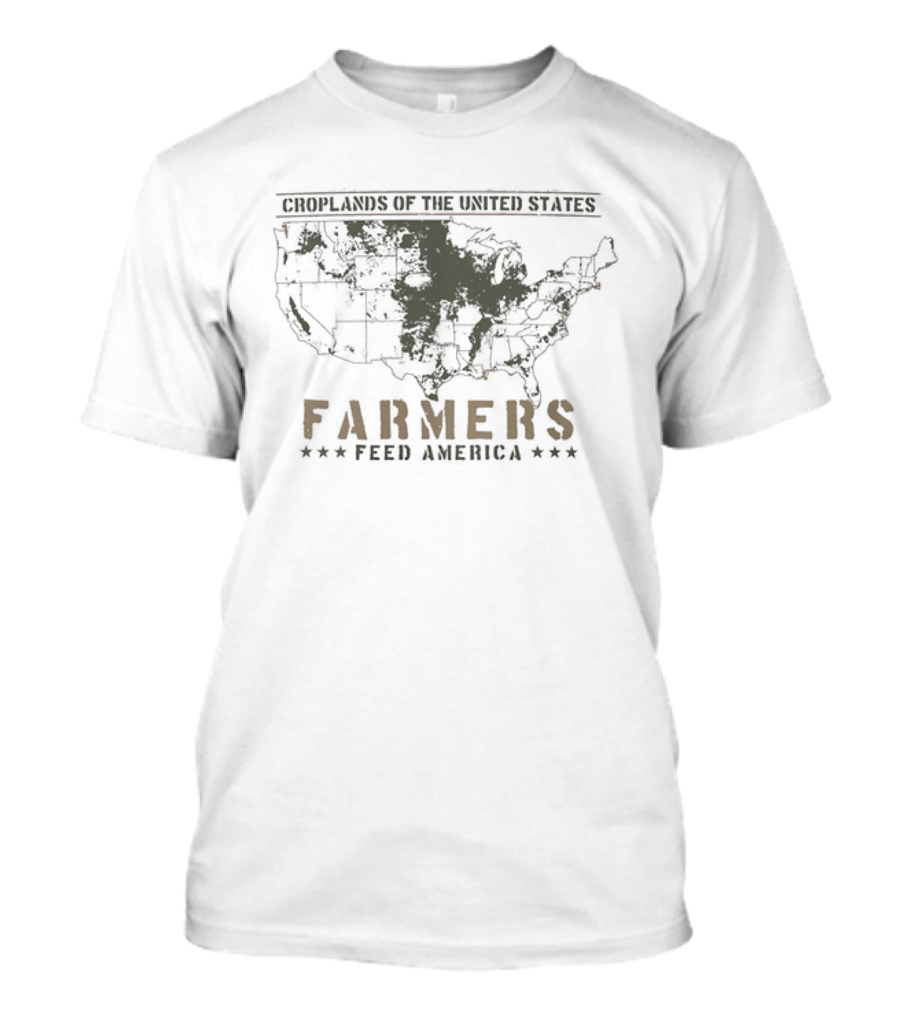 Farmers Feed America Croplands Of The United States Map T-Shirt