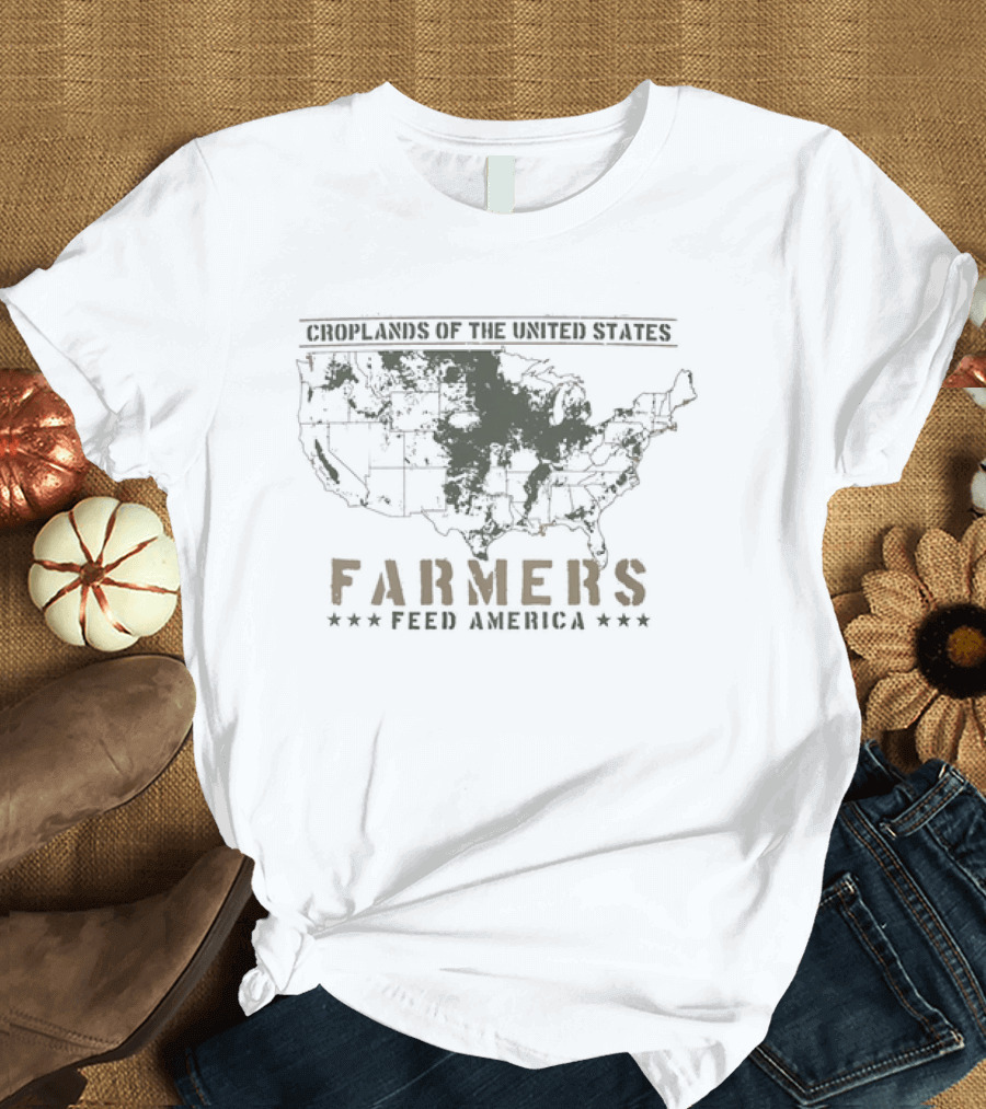Farmers Feed America Croplands Of The United States Map T-Shirt