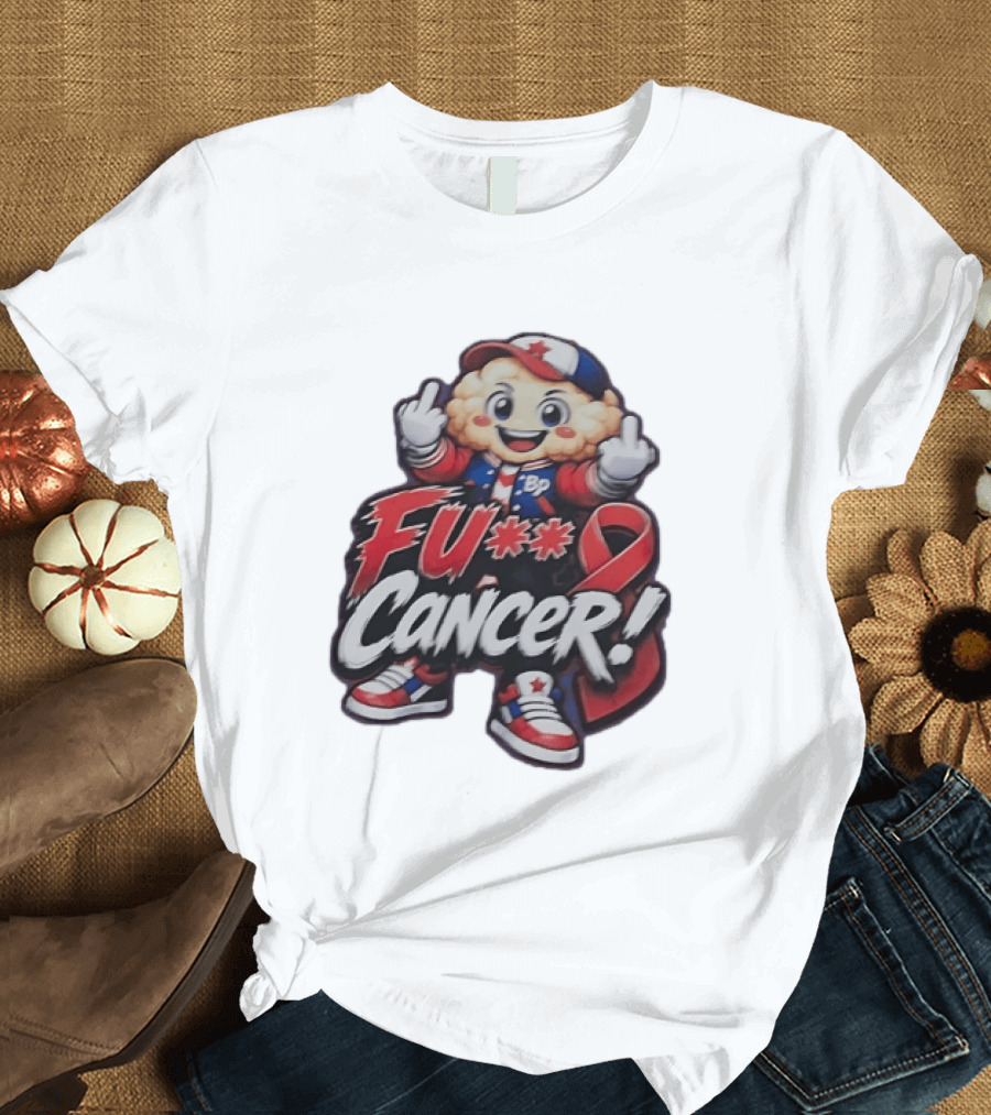 Fu Cancer BP Kid With Awareness Ribbon Support T-Shirt