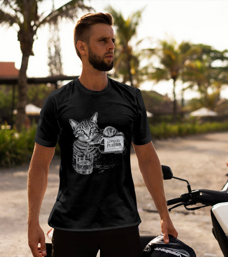 Kentucky Purrbon Cat Pouring Whiskey Bourbon T-Shirt
