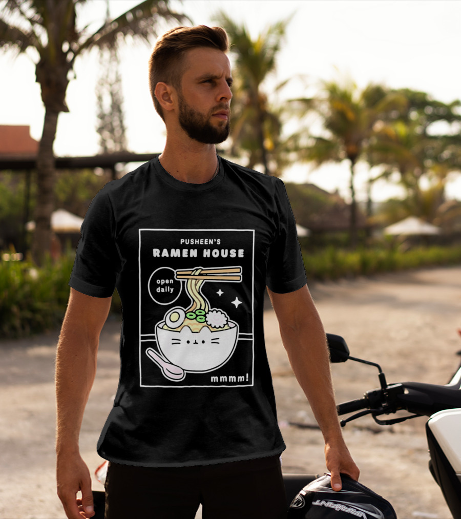 Pusheen's Ramen House Open Daily Noodles Kawaii Mmmm T-Shirt