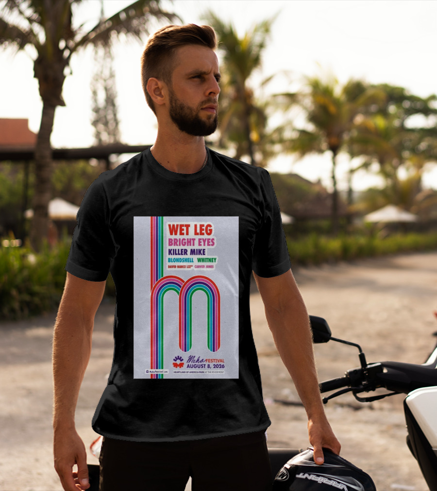 Wet Leg Bright Eyes Maha Festival Kansas City August 8 2026 Heartland Of America Park T-Shirt