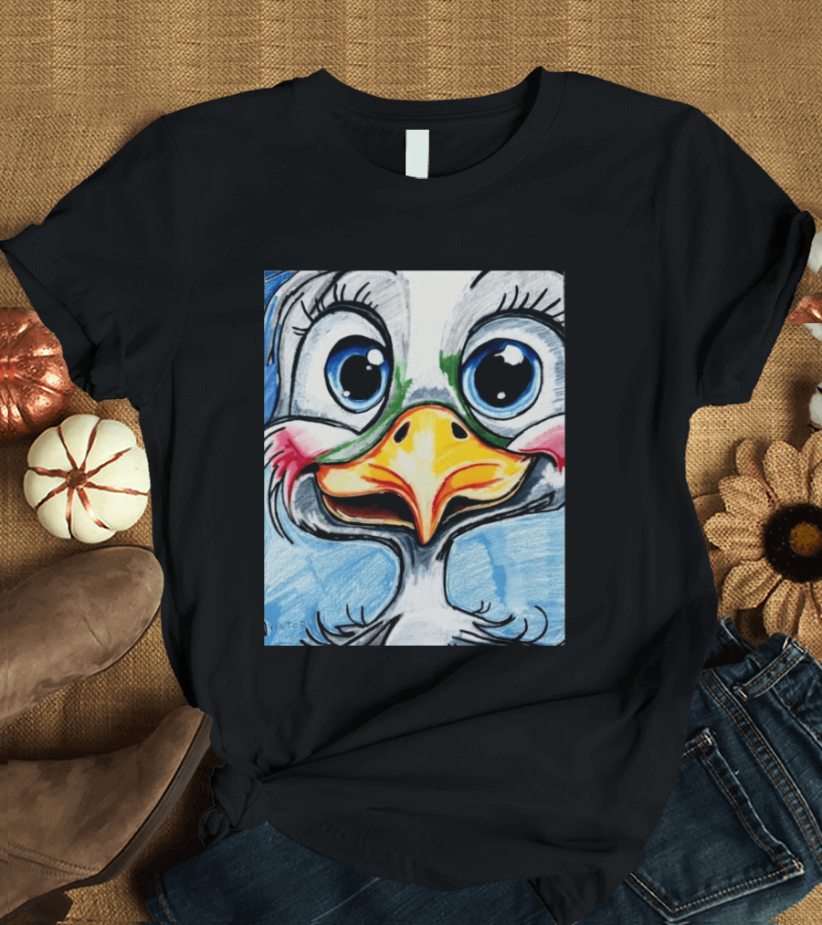 Swoopy The Charming Seagull By Viktor With Big Blue Eyes And Colorful Beak T-Shirt
