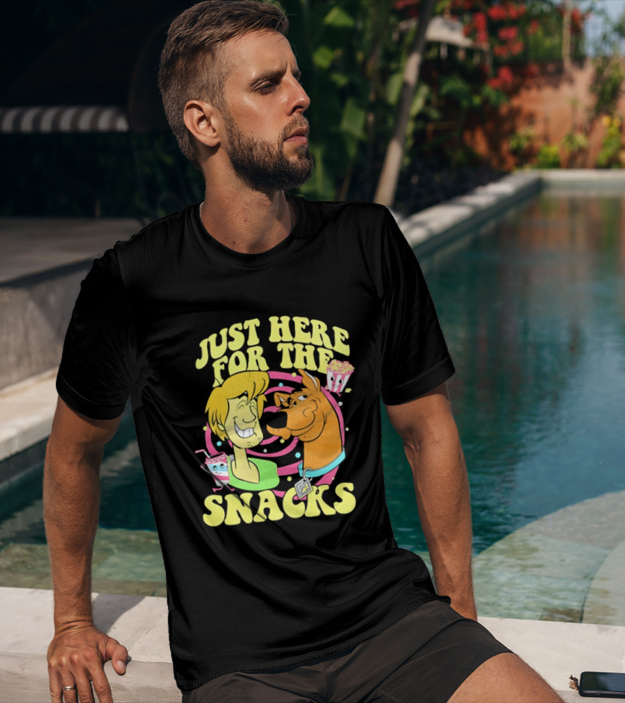 Scooby Doo Shaggy Just Here For The Snacks Popcorn Fun T-Shirt