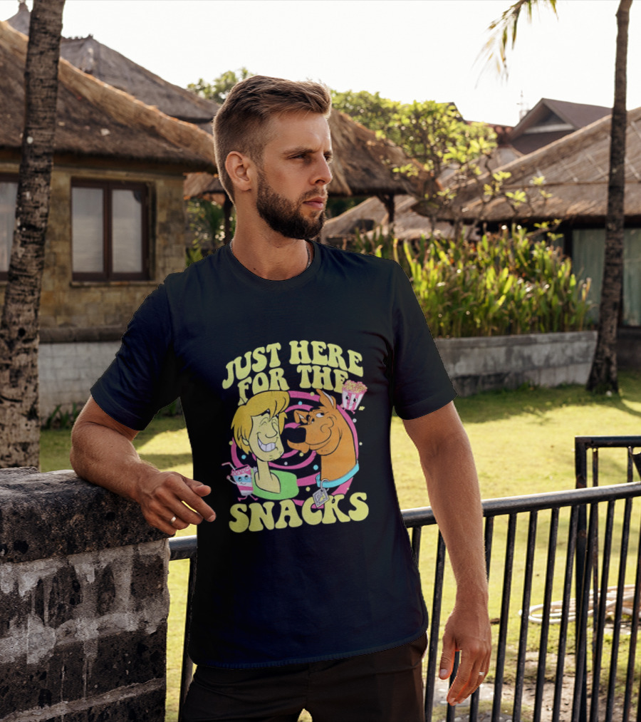 Scooby Doo Shaggy Just Here For The Snacks Popcorn Fun T-Shirt