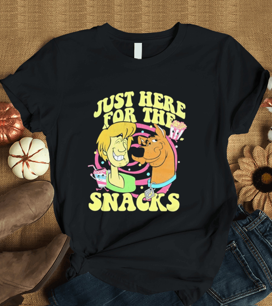 Scooby Doo Shaggy Just Here For The Snacks Popcorn Fun T-Shirt