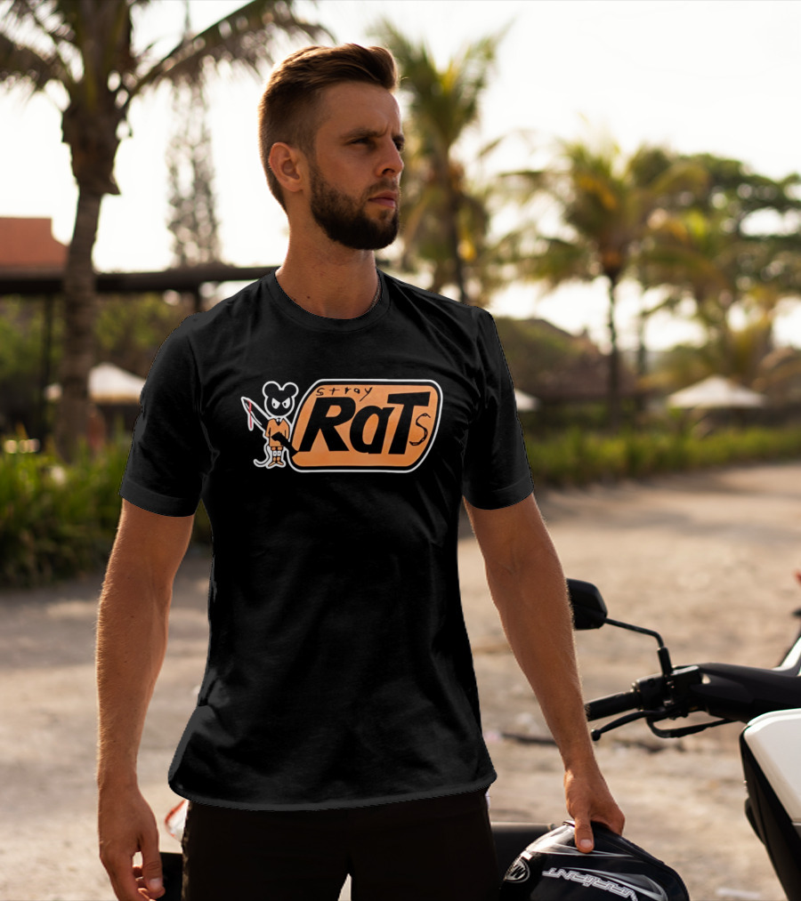 Stray Rats Bold Lettering With Cartoon T-Shirt