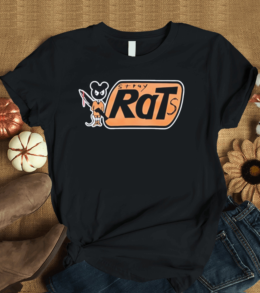 Stray Rats Bold Lettering With Cartoon T-Shirt
