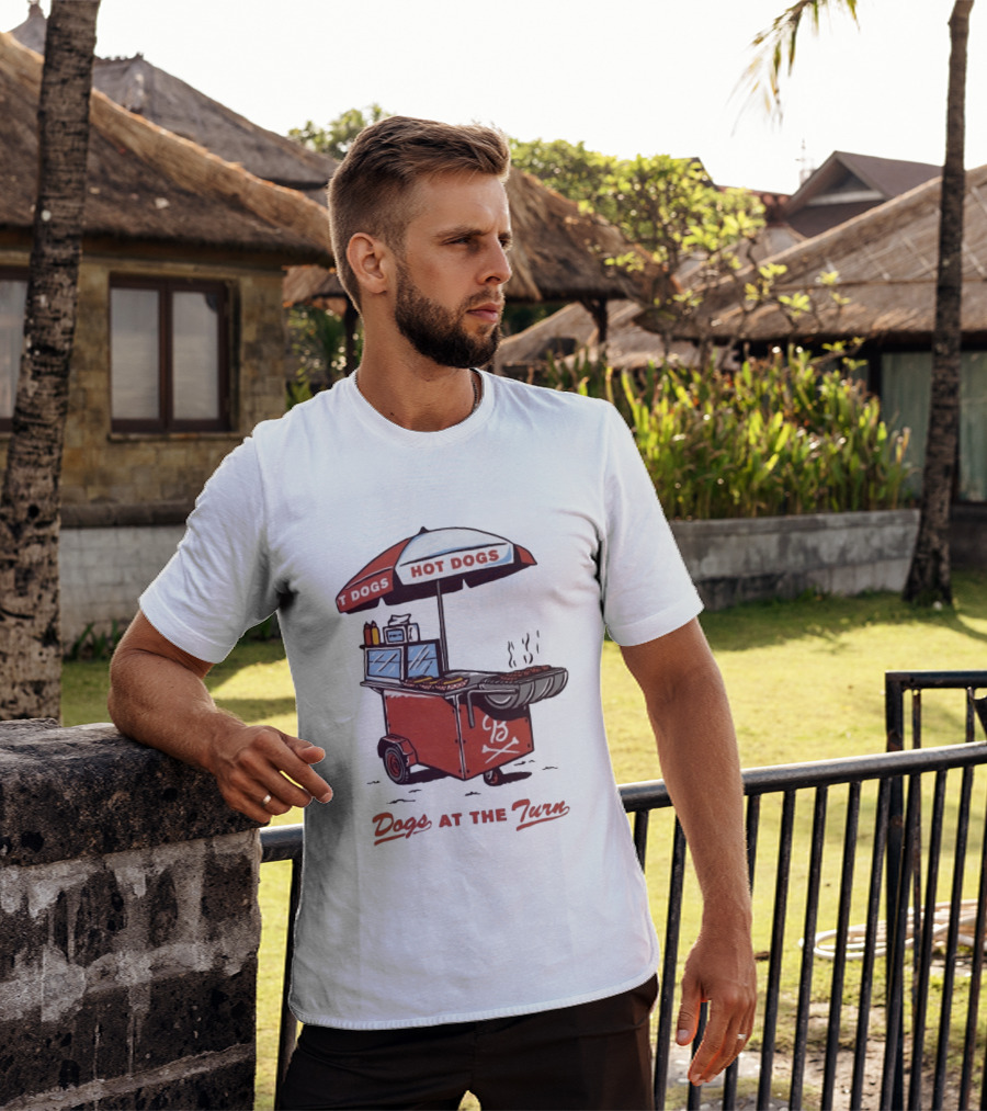 Dogs At The Turn Hot Dogs Cart With Tasty Grilled Food T-Shirt