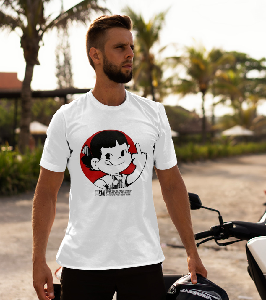 HKFY Send You To Jesus Music By Hong Kong F You Middle Finger Red Circle T-Shirt