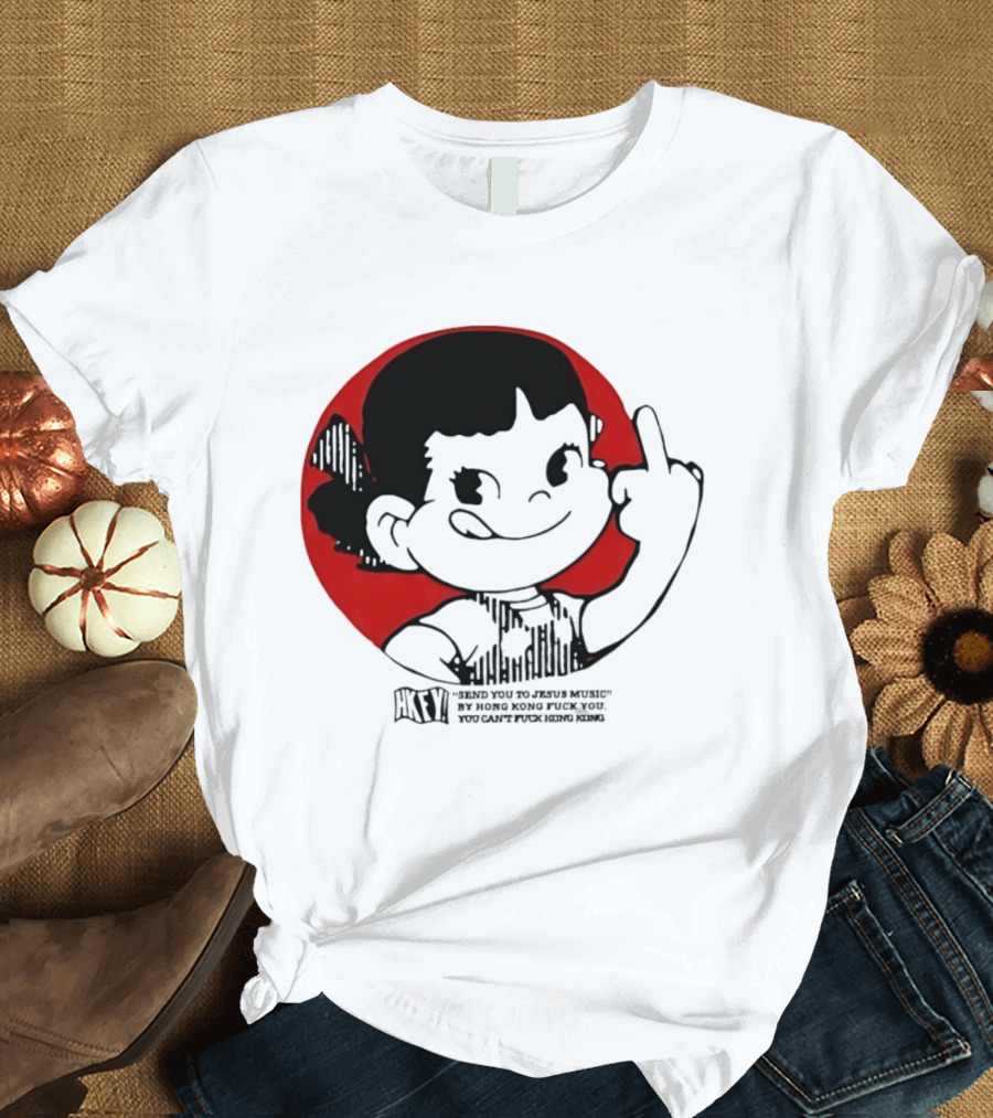 HKFY Send You To Jesus Music By Hong Kong F You Middle Finger Red Circle T-Shirt