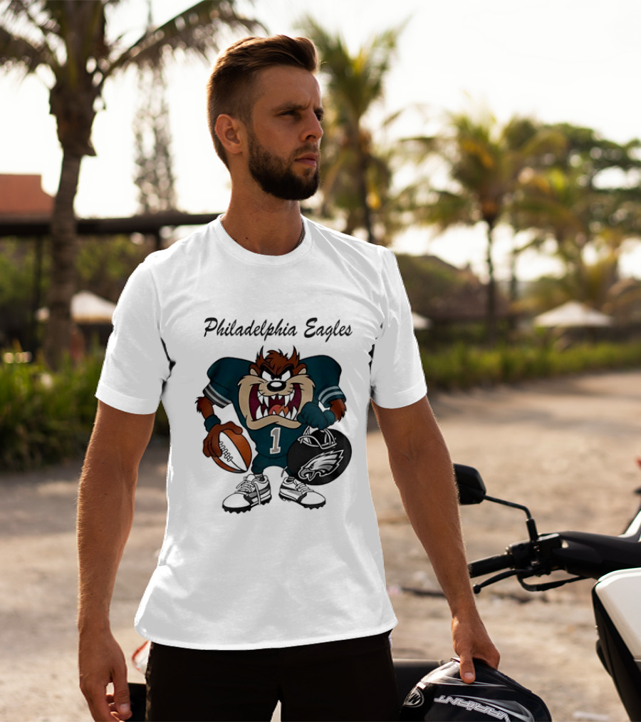 Philadelphia Eagles Taz Tasmanian Devil Football Player Cartoon T-Shirt