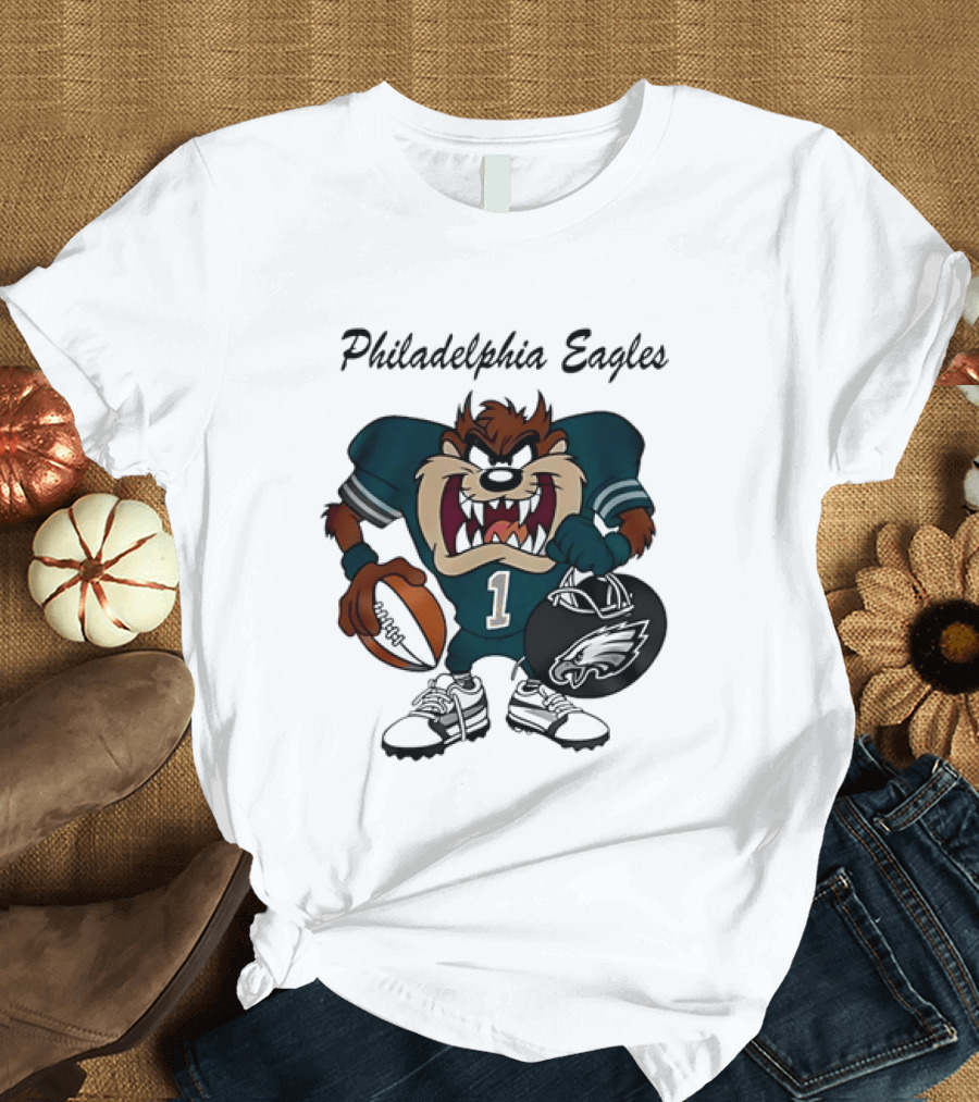 Philadelphia Eagles Taz Tasmanian Devil Football Player Cartoon T-Shirt