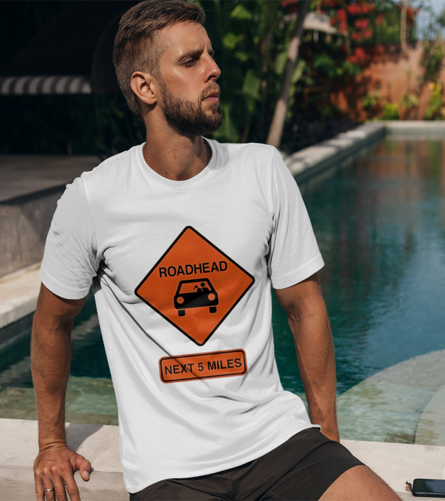 Roadhead Next 5 Miles Traffic Sign Car T-Shirt