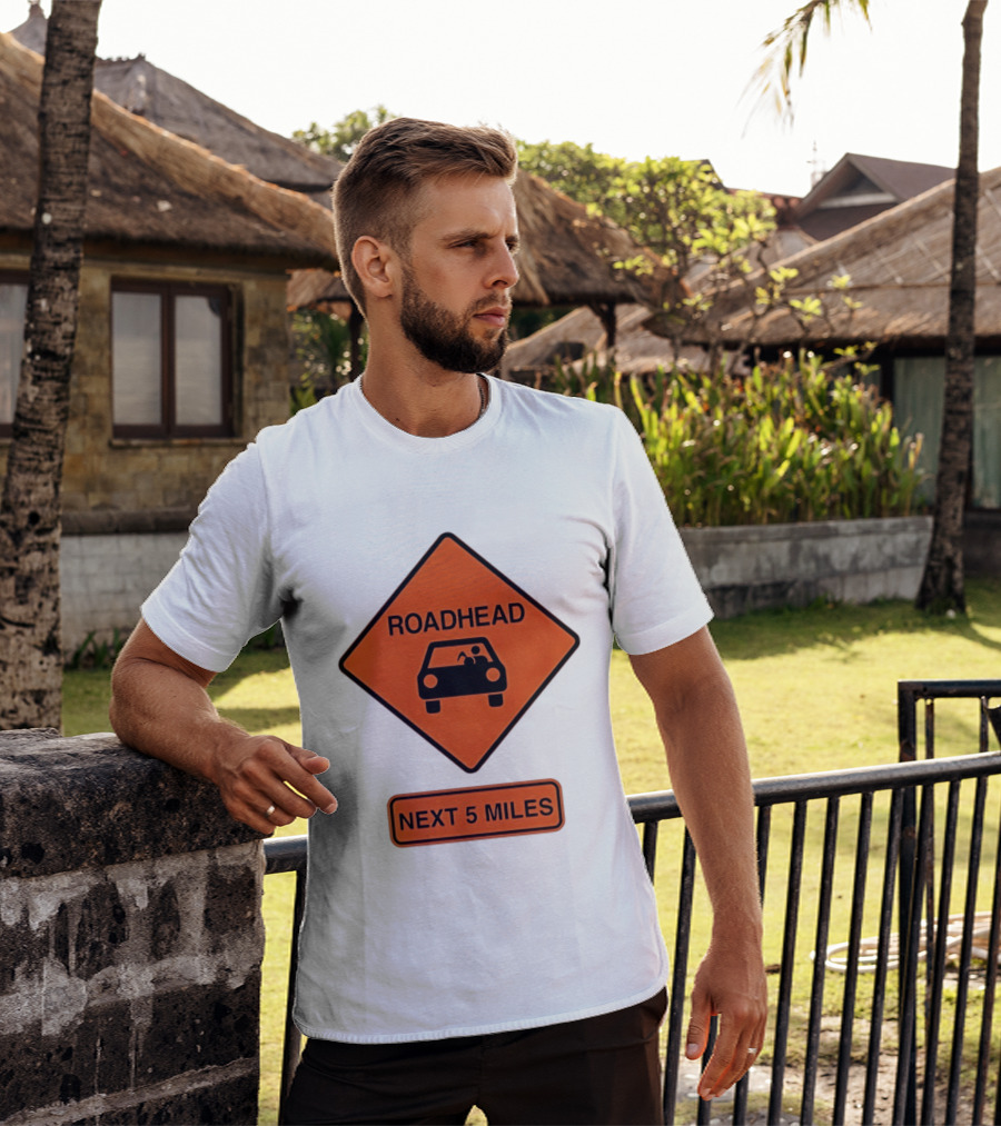 Roadhead Next 5 Miles Traffic Sign Car T-Shirt
