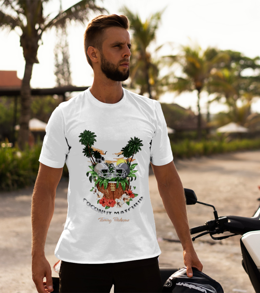 Tommy Bahama Coconut Matchup Football Tropical Palms Helmets Hibiscus T-Shirt