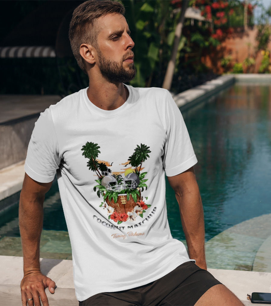 Tommy Bahama Coconut Matchup Football Tropical Palms Helmets Hibiscus T-Shirt