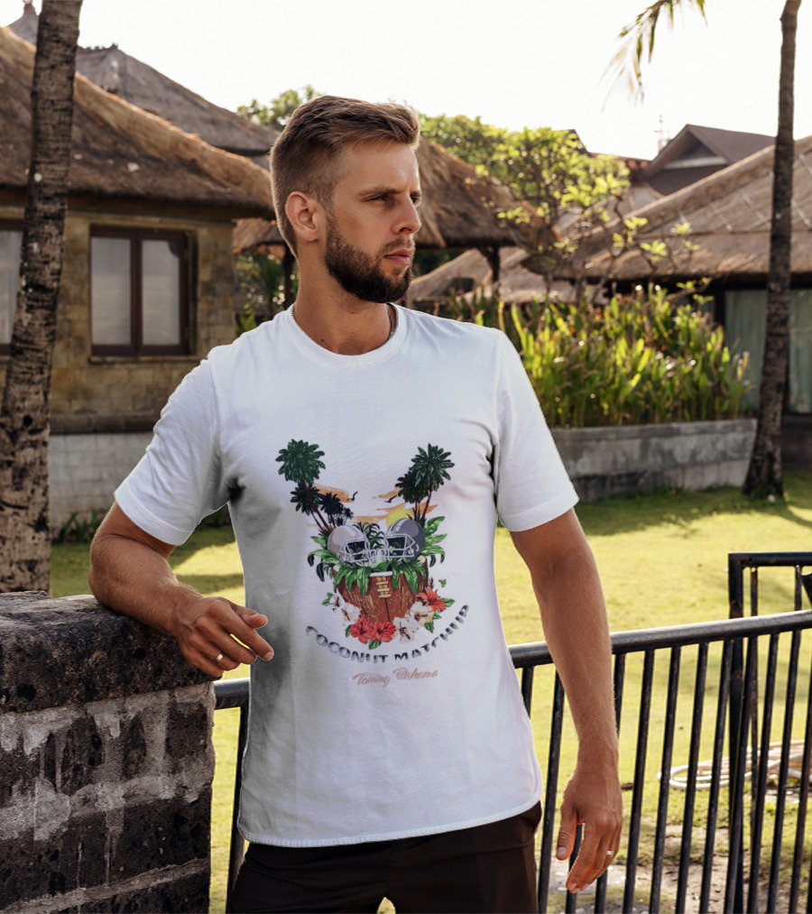 Tommy Bahama Coconut Matchup Football Tropical Palms Helmets Hibiscus T-Shirt