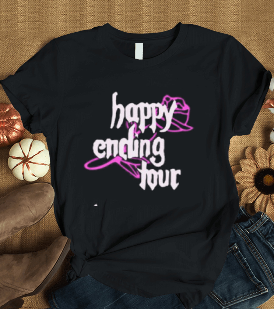 Bailey Rose Spinn Store Happy Ending Tour Trucker Hat Pink And White T-Shirt