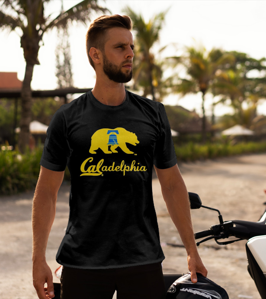 Caladelphia California Bear With Liberty Bell T-Shirt