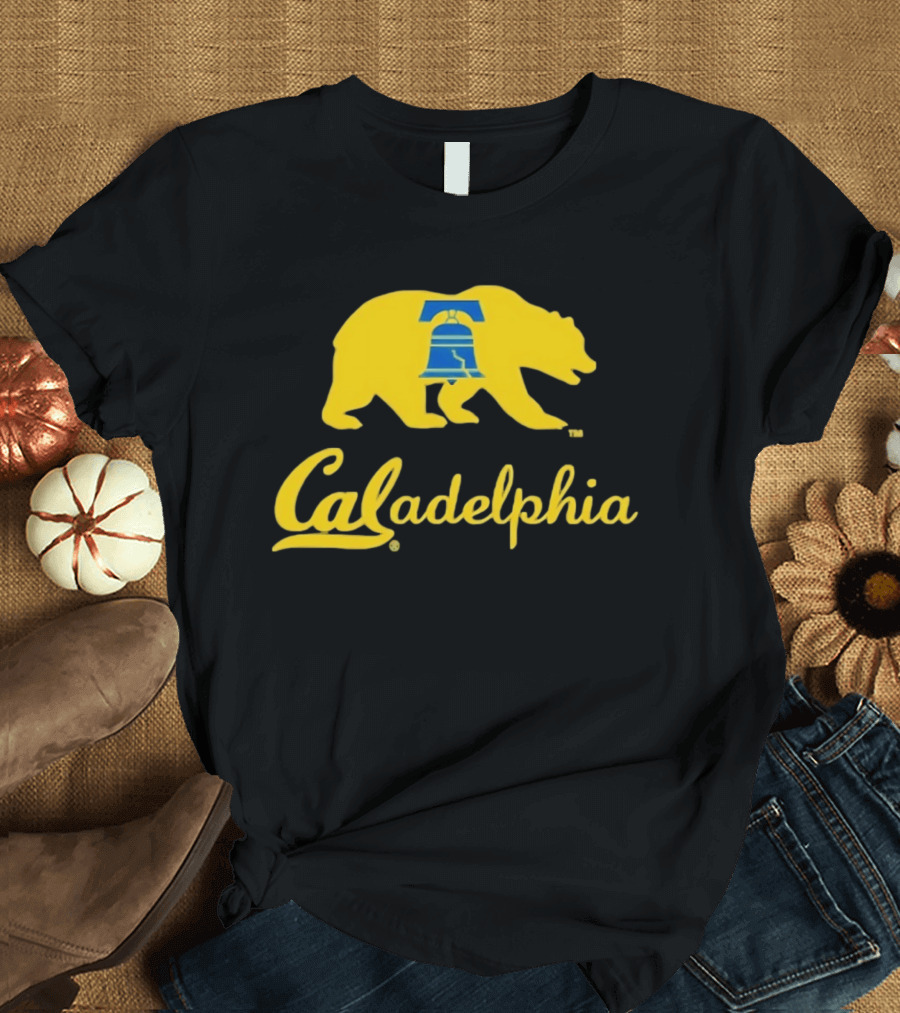 Caladelphia California Bear With Liberty Bell T-Shirt