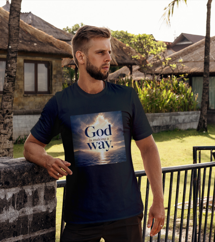 God Is Making A Way Sunset Ocean Sky Light Clouds T-Shirt