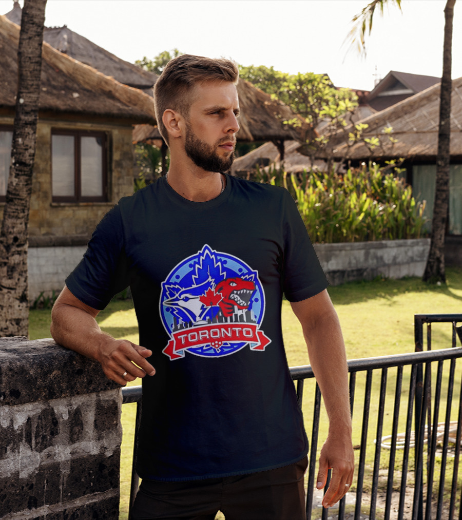 Toronto Raptors Blue Jays City Skyline Canada Leaf T-Shirt