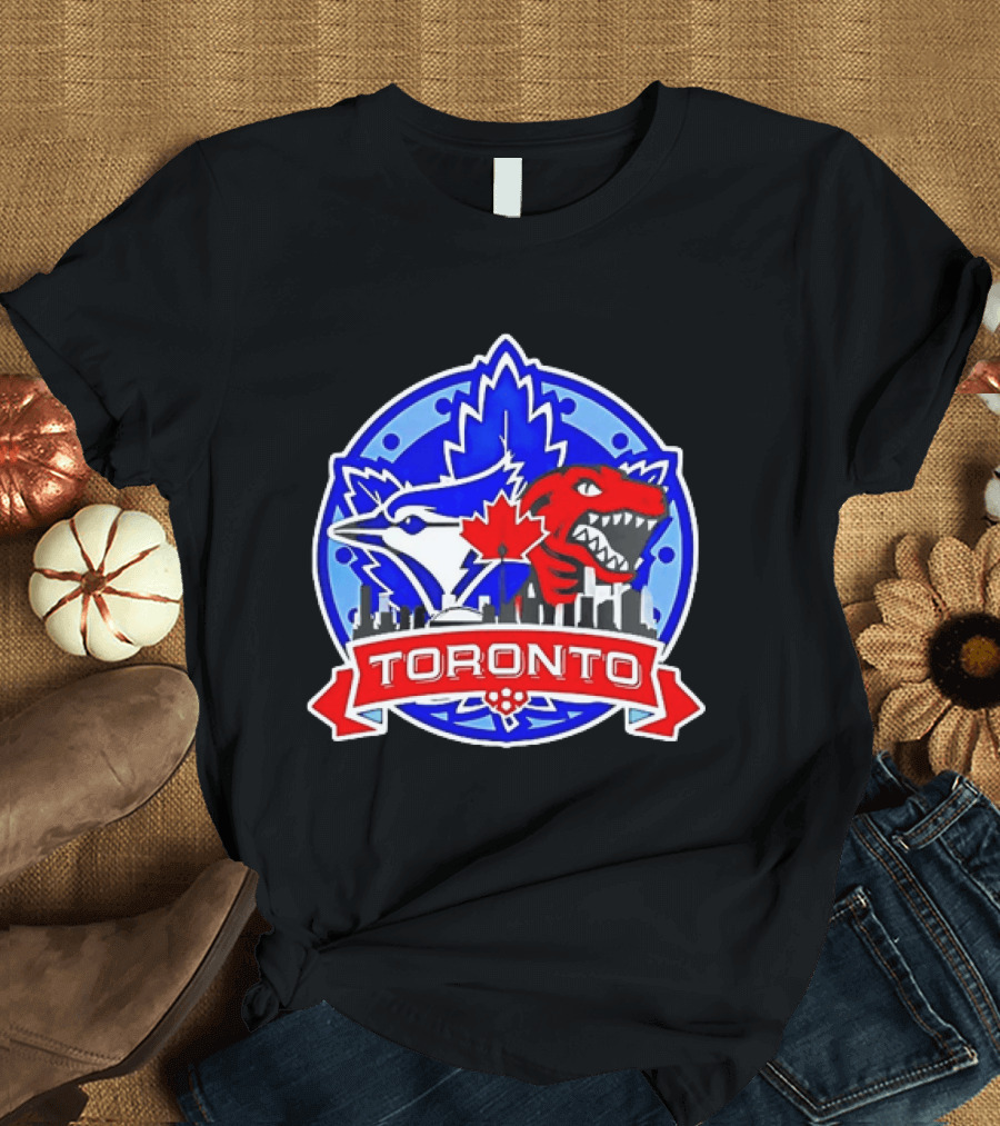 Toronto Raptors Blue Jays City Skyline Canada Leaf T-Shirt