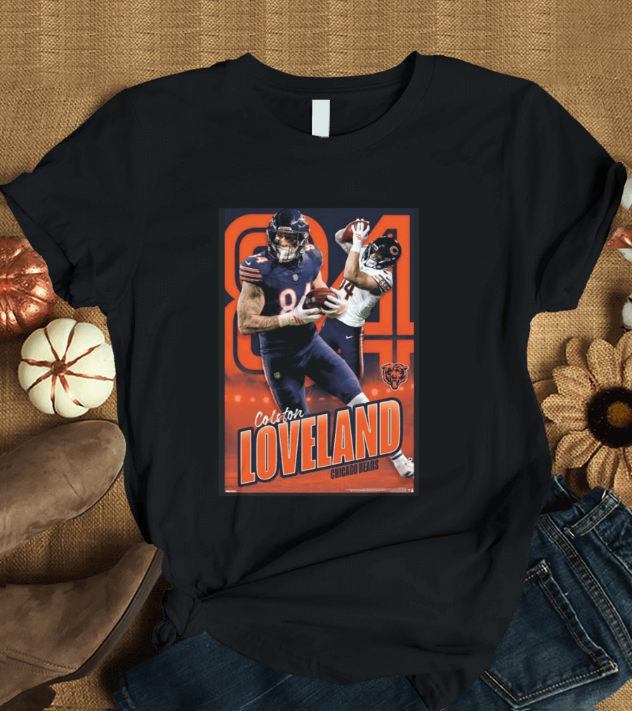 Colston Loveland 84 Chicago Bears Football Action T-Shirt