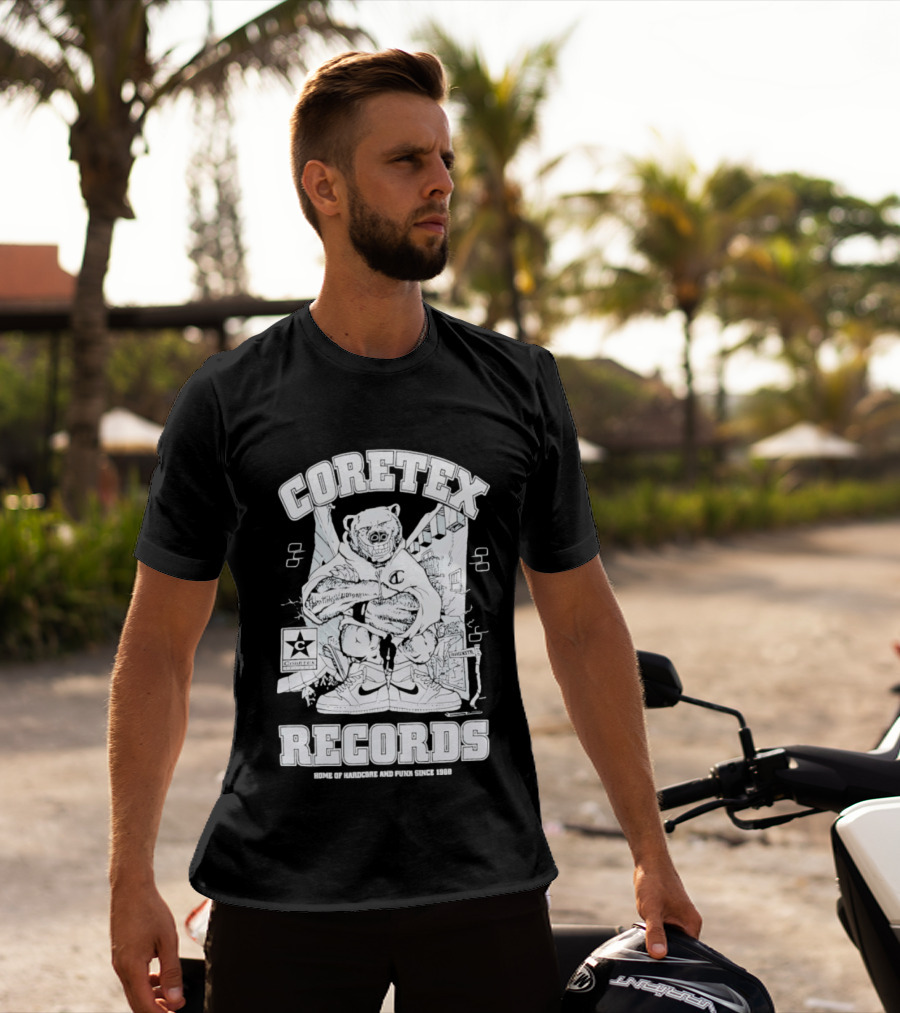 Coretex Records Home Of Hardcore And Punk Bear Illustration Since 1988 T-Shirt