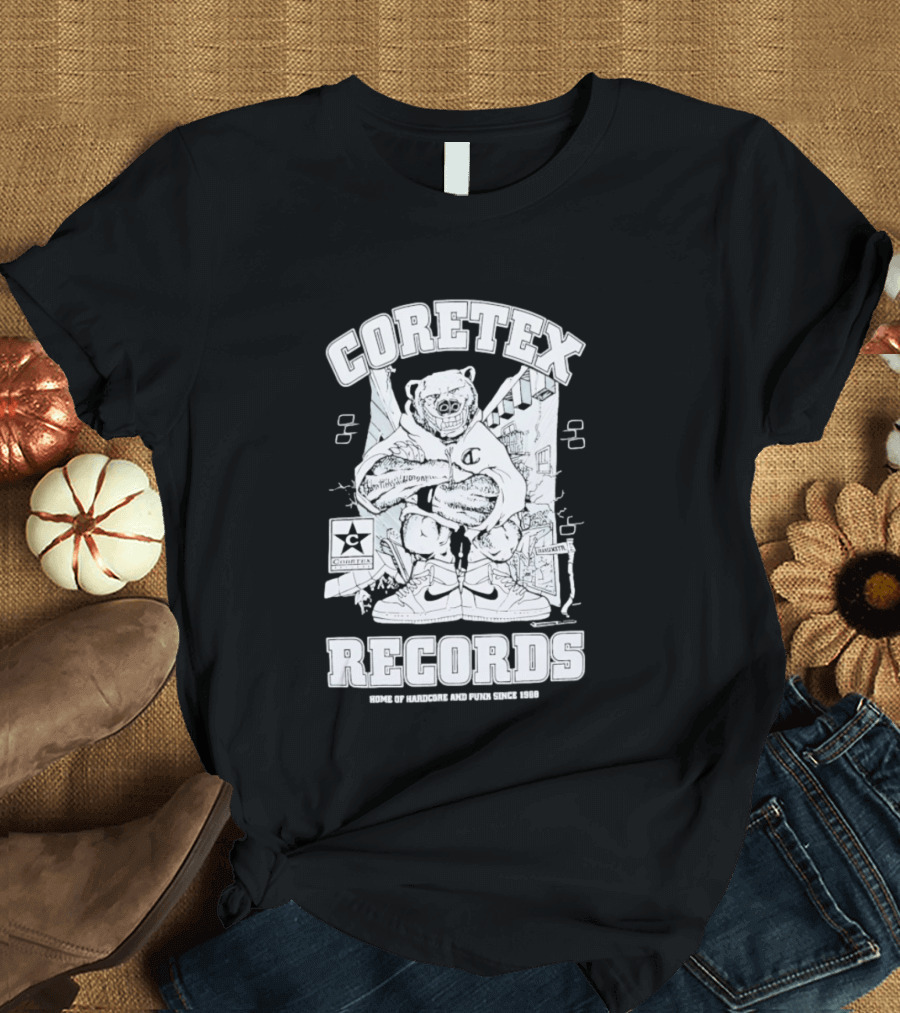Coretex Records Home Of Hardcore And Punk Bear Illustration Since 1988 T-Shirt