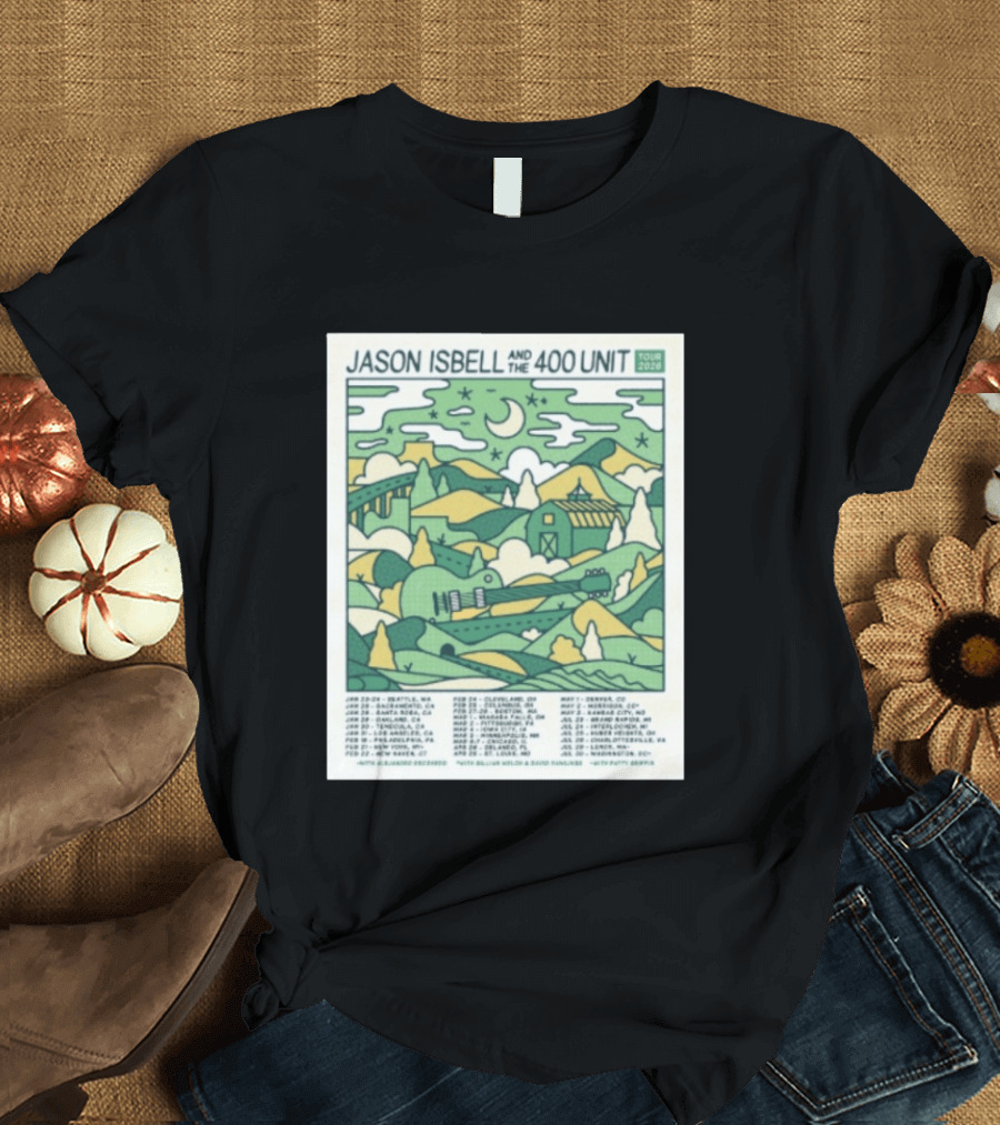 Jason Isbell And The 400 Unit Tour 2026 January 23 24 Seattle Wa Jan 26 Sacramento Ca Nostalgic 2026 Countryside Landscape T-Shirt