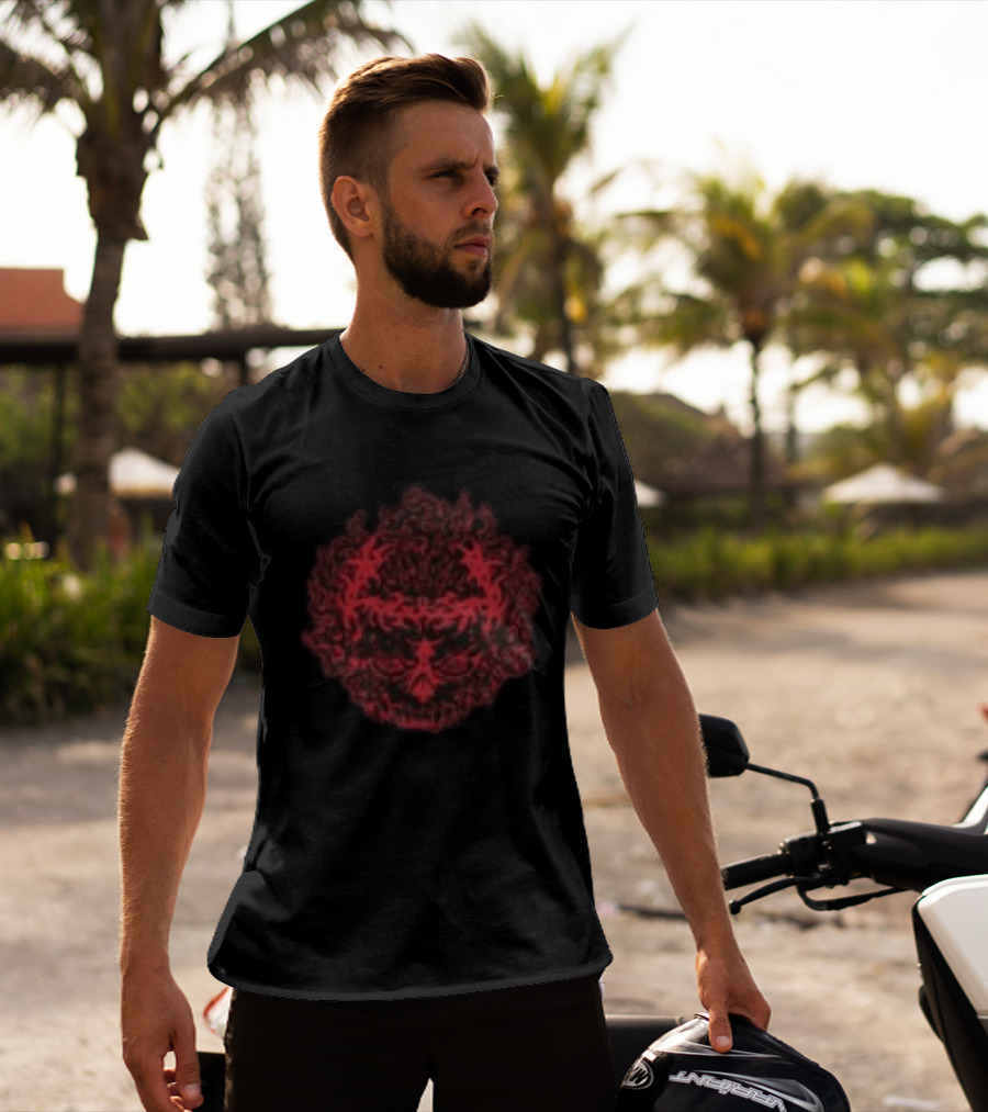 Daze Store Bloodshed Skull Red Floral Skull T-Shirt