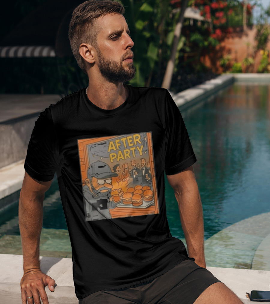 After Party Burger Cartoon With Drink In Hand T-Shirt