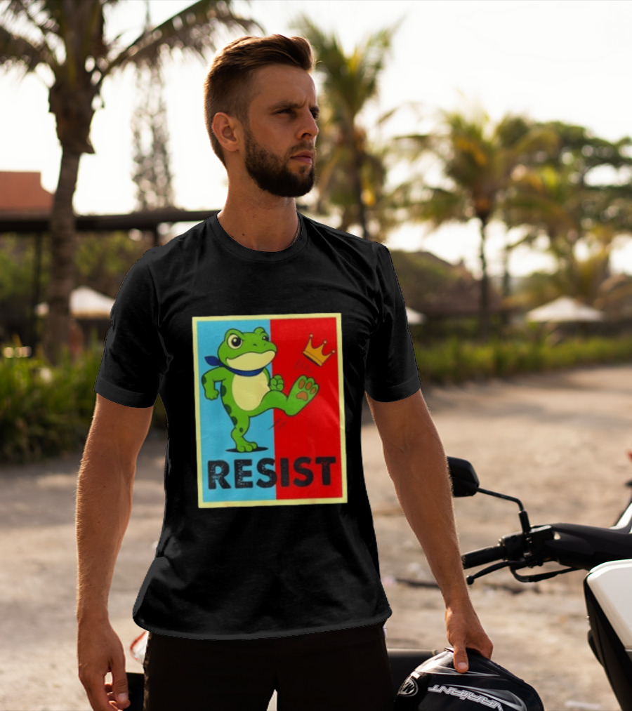 Resist Frog Kicking Crown Icon No Kings T-Shirt
