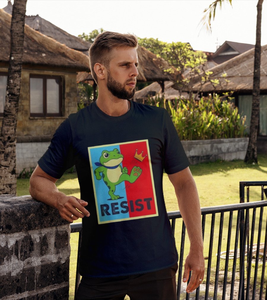 Resist Frog Kicking Crown Icon No Kings T-Shirt