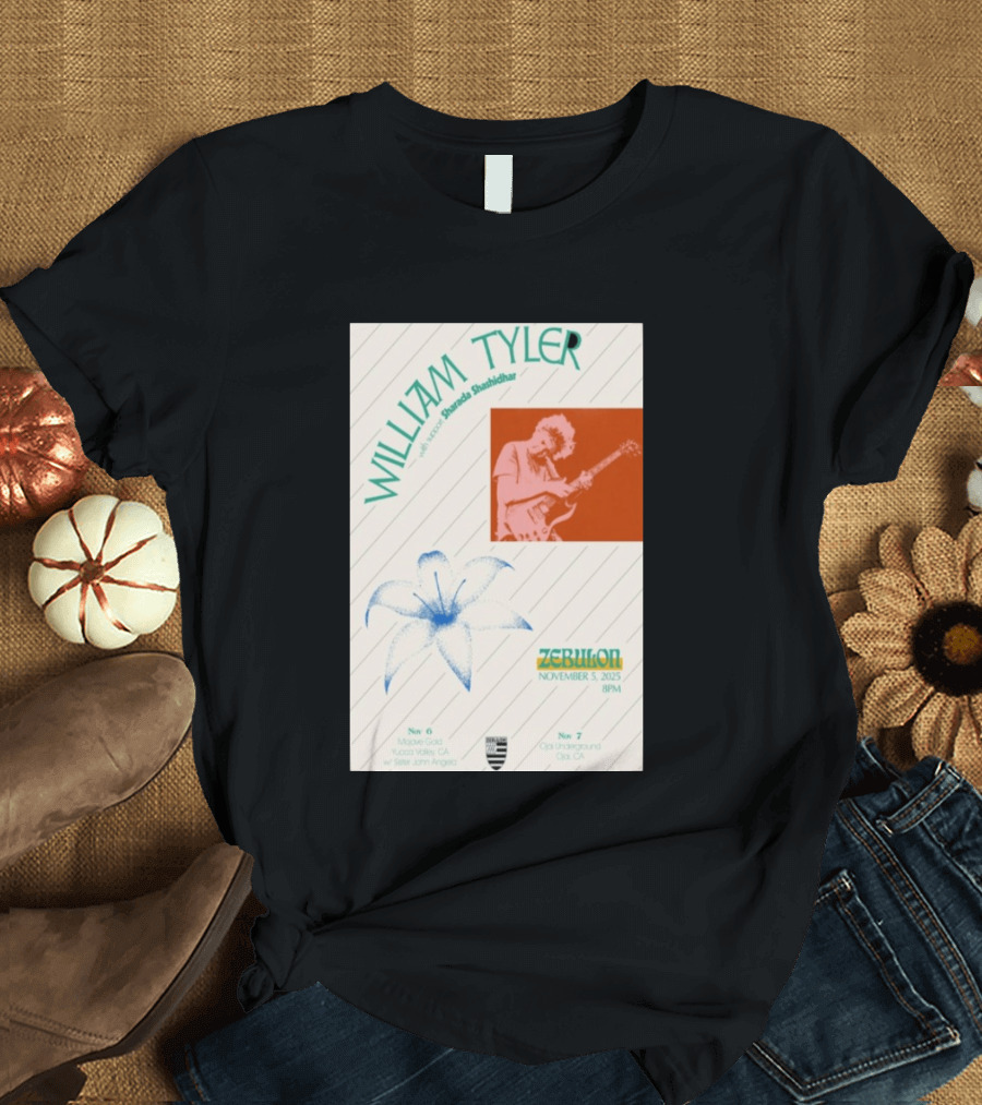 William Tyler Shazhad Shashidhar Zebulon California Concert November 5 6 7 2025 Mohave Gold Ojai Underground T-Shirt