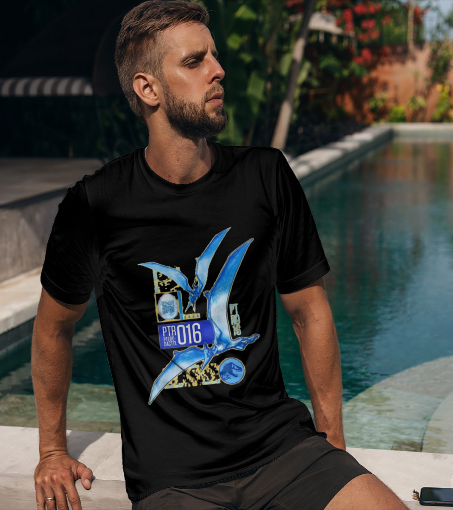 PTR 016 Pterodactyl Dinosaur Prehistoric QR Code Rex T-Shirt