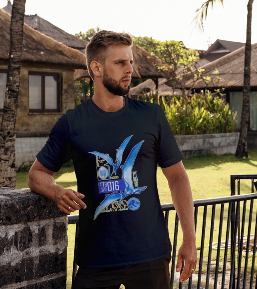PTR 016 Pterodactyl Dinosaur Prehistoric QR Code Rex T-Shirt