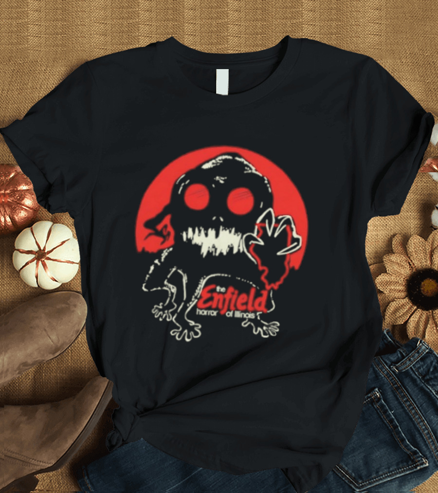 Enfield Horror Cryptid Creature Illustration With Red Circle T-Shirt