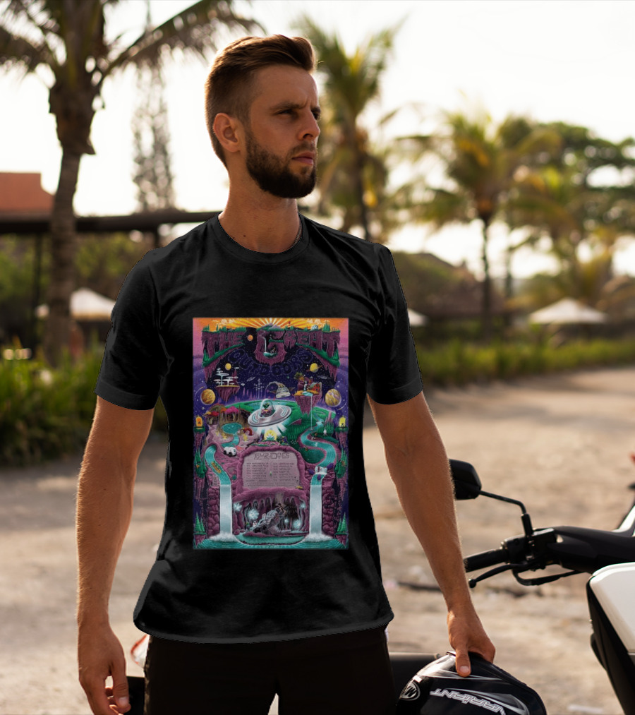 The Great Outdoors Fall Tour 2026 Cosmic Adventure Spaceships Waterfalls Planets T-Shirt