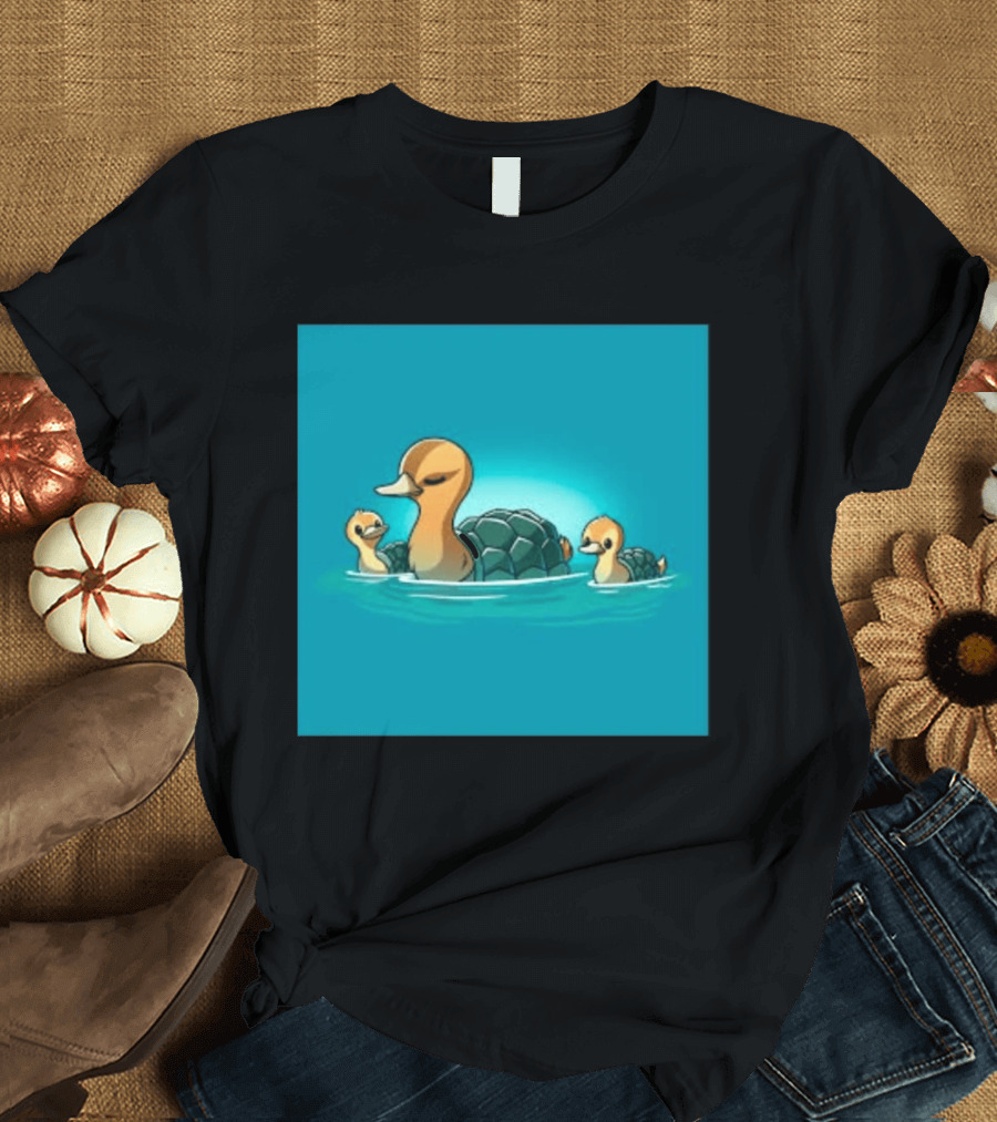 Turtle Ducks Swimming Cute Playful Hybrid Creatures T-Shirt