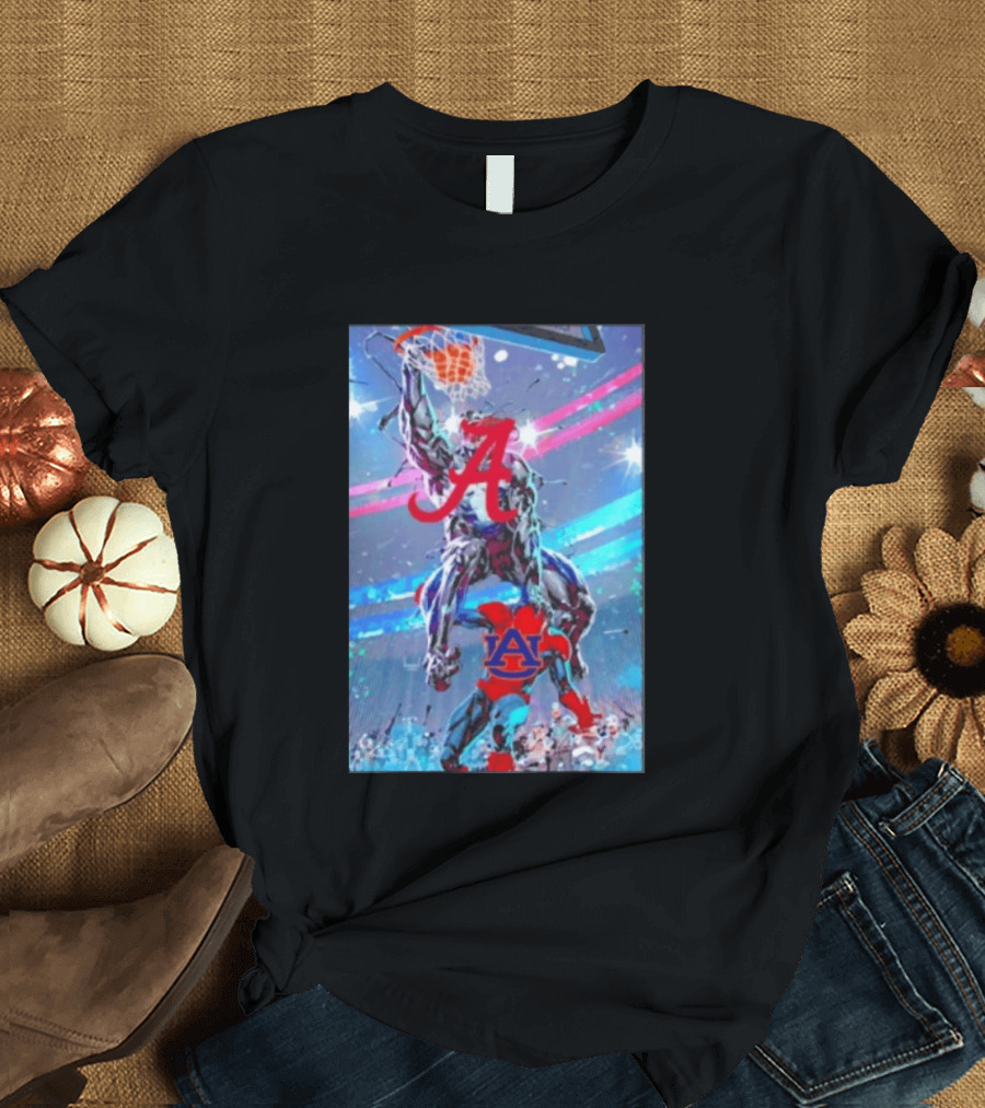 Alabama Crimson Tide Venom Dunking On Auburn Tigers Spider Basketball Rivalry T-Shirt