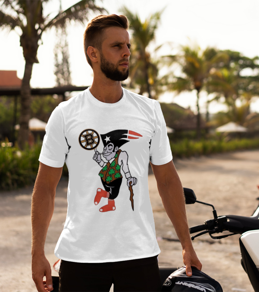 Boston All Sport Team Vintage Mascot With Clover And Cane T-Shirt