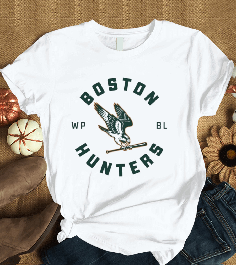 Boston Hunters WP BL Baseball Team Falcon And Bat T-Shirt
