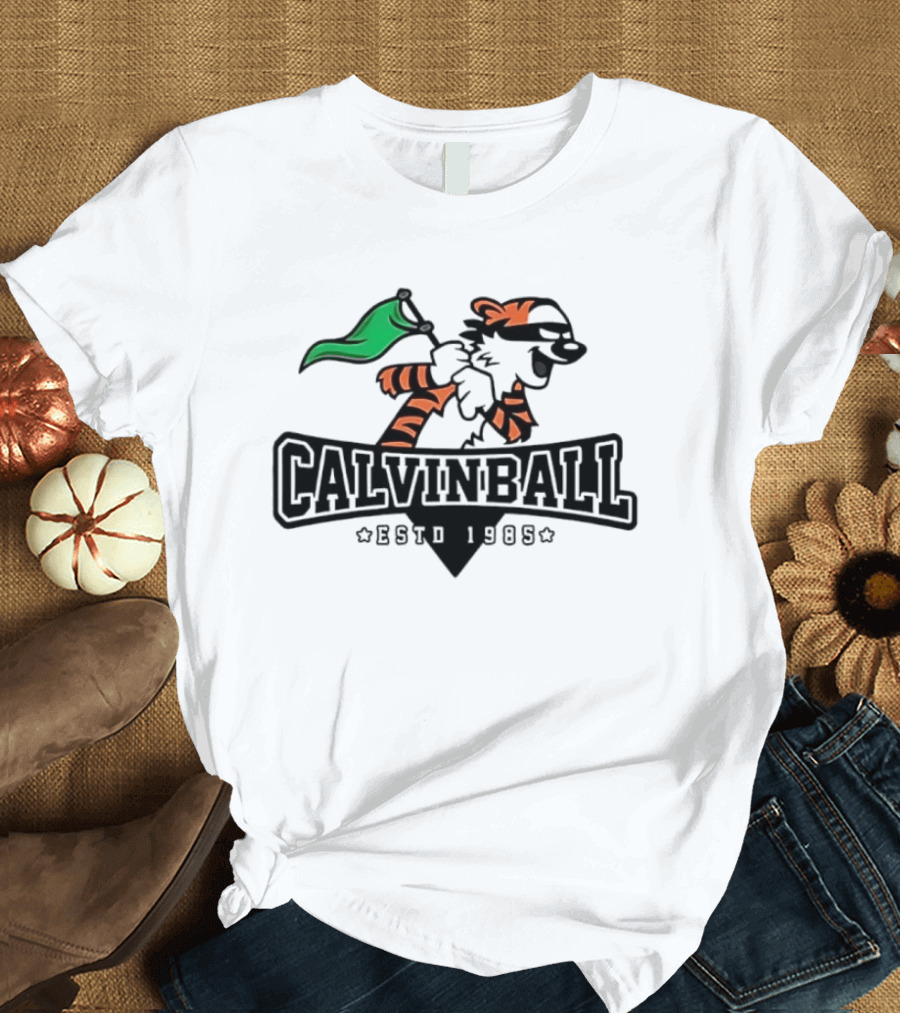 Calvinball Estd 1985 Cartoon Character Playing Sports With Green Flag T-Shirt