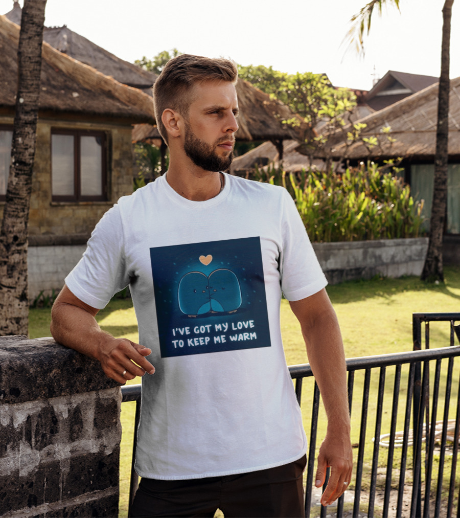 I've Got My Love To Keep Me Warm Heartwarming Penguin Cuddle T-Shirt
