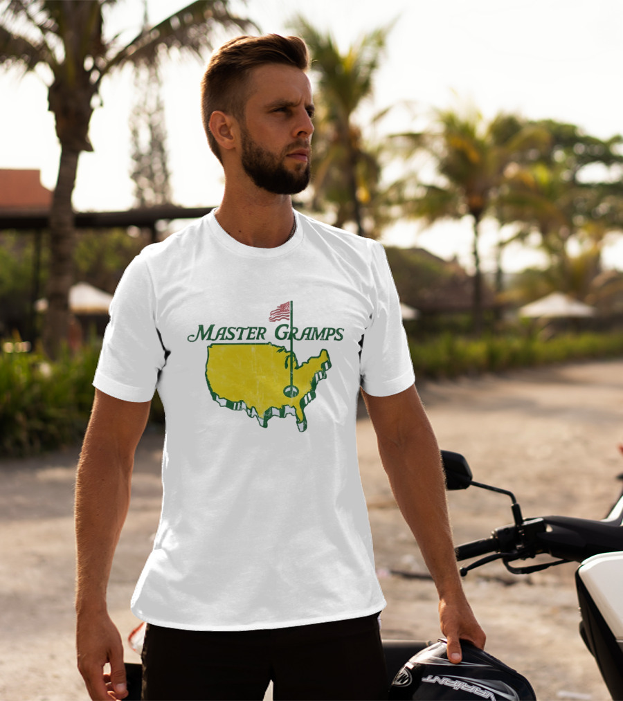 Master Gramps Golfing USA Flag Map T-Shirt