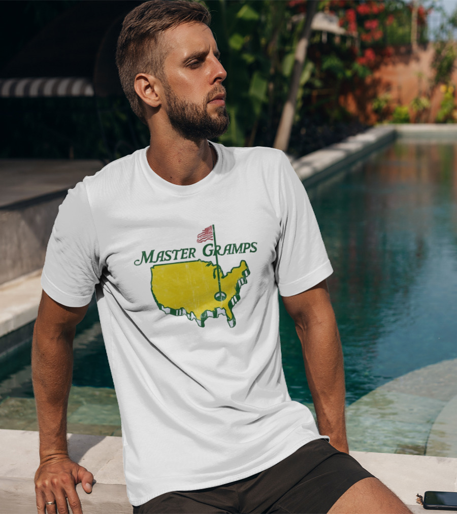 Master Gramps Golfing USA Flag Map T-Shirt
