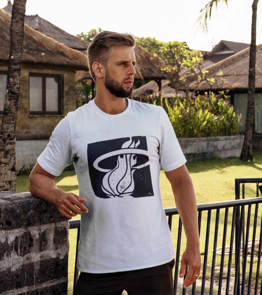 Miami Heat Basketball NBA Iconic Flaming Ball T-Shirt